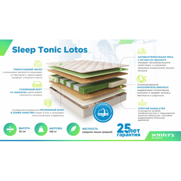 Матрас Аскона Sontery Sleep Tonic Lotos